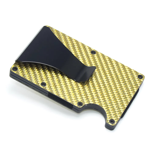 Geometric aluminium and carbon fibre card holder wallet with 8mm thickness for 6-15 cards