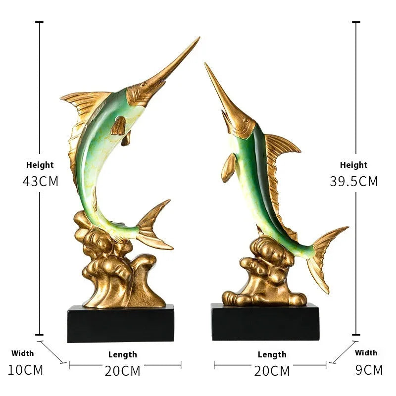 European style decorative swordfish ornament in resin and plastic available in multiple colours.