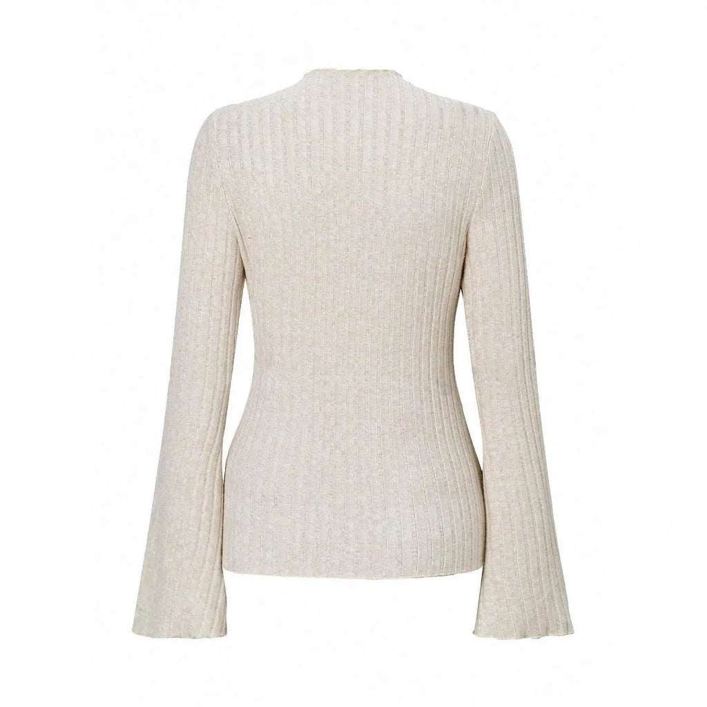 Long sleeve round neck polyester top with sunk stripe texture in black colour