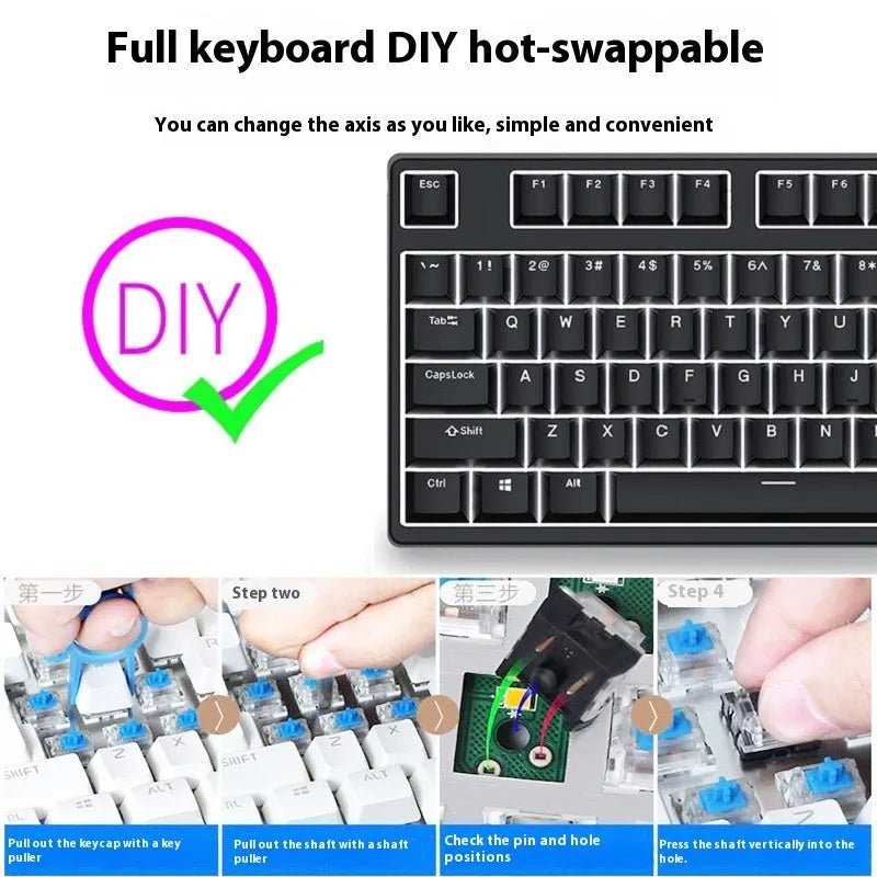 87-key mechanical keyboard with two-tone colour options and hot-plug switch capability