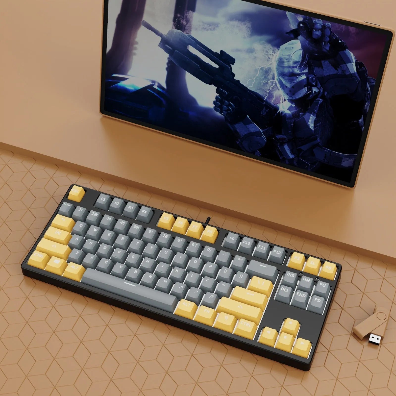 87-key mechanical keyboard with two-tone colour options and hot-plug switch capability