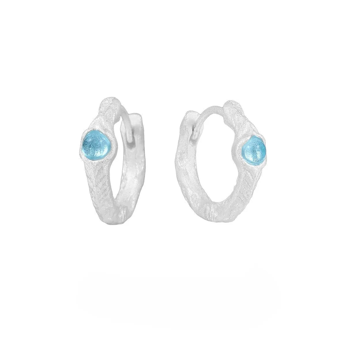 Women's burnt silver 925 silver geometric circular ear clips with clip-on fastening