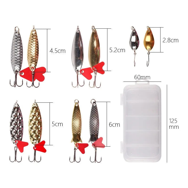 Pineapple sequin fishing lure box with metal sequin packages for iron false bait customisation