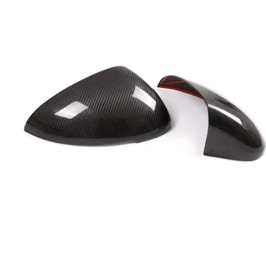 Pair of glossy black true carbon fibre rearview mirror covers for Porsche Macan