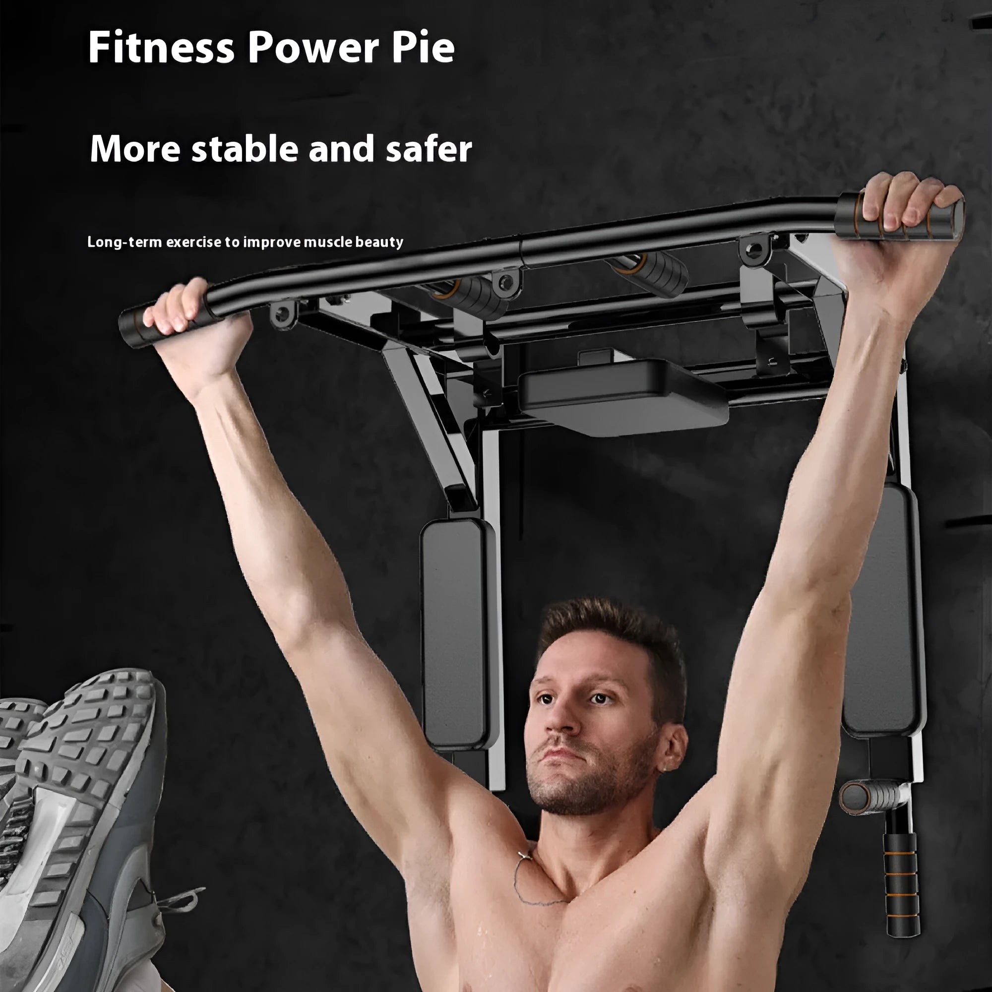 Black steel wall-mounted single parallel bars pull-up rack with integrated sandbag storage