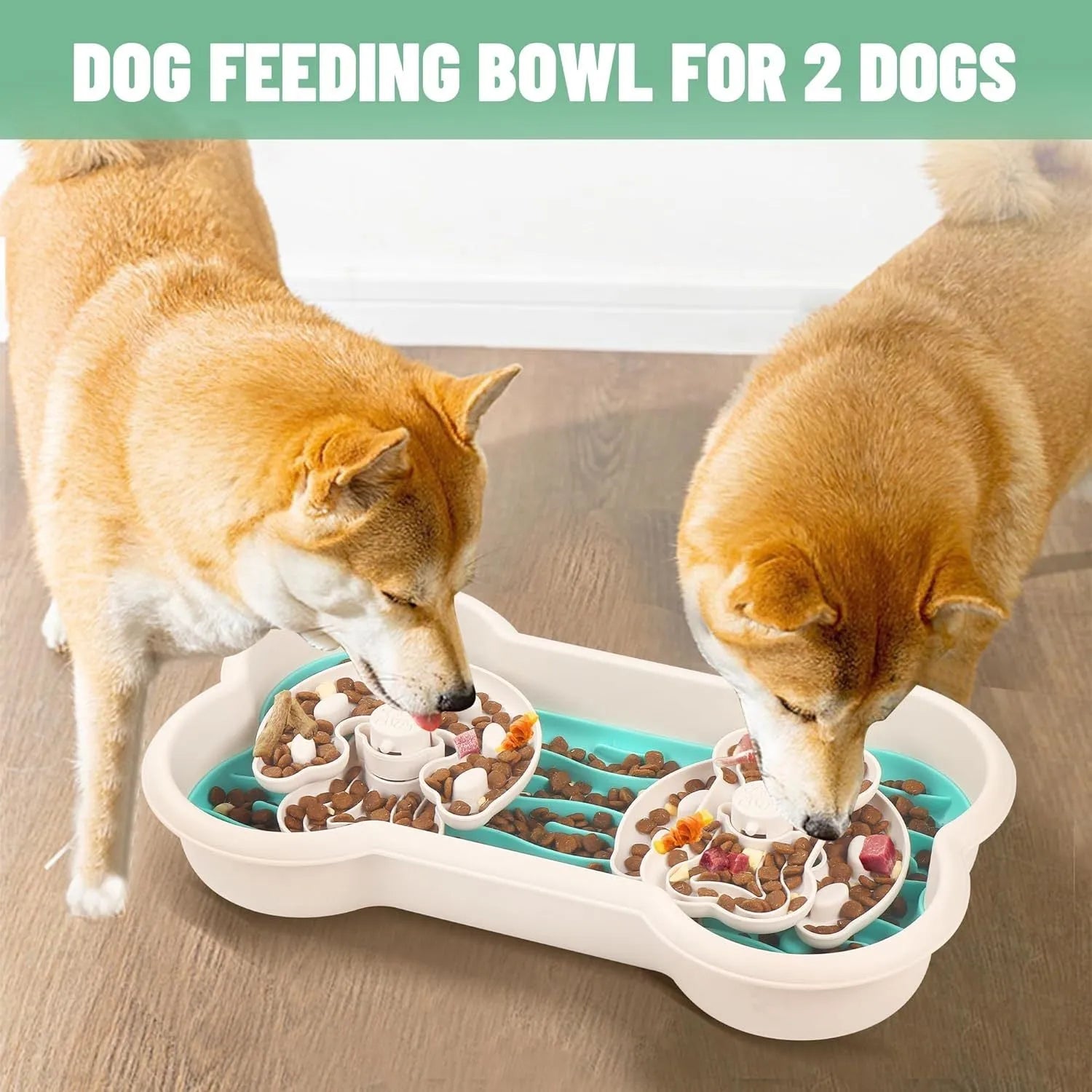 Large yellow slow feeder dog bowl with three-tier maze pattern for golden retrievers and big breeds