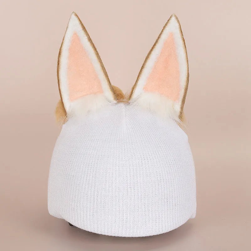 Plush fabric cartoon character helmet cover and matching hat cover set for costumes.