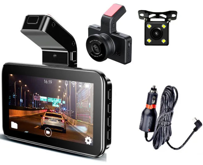 3 inch car DVR dash camera with dual lens for front and rear vehicle recording