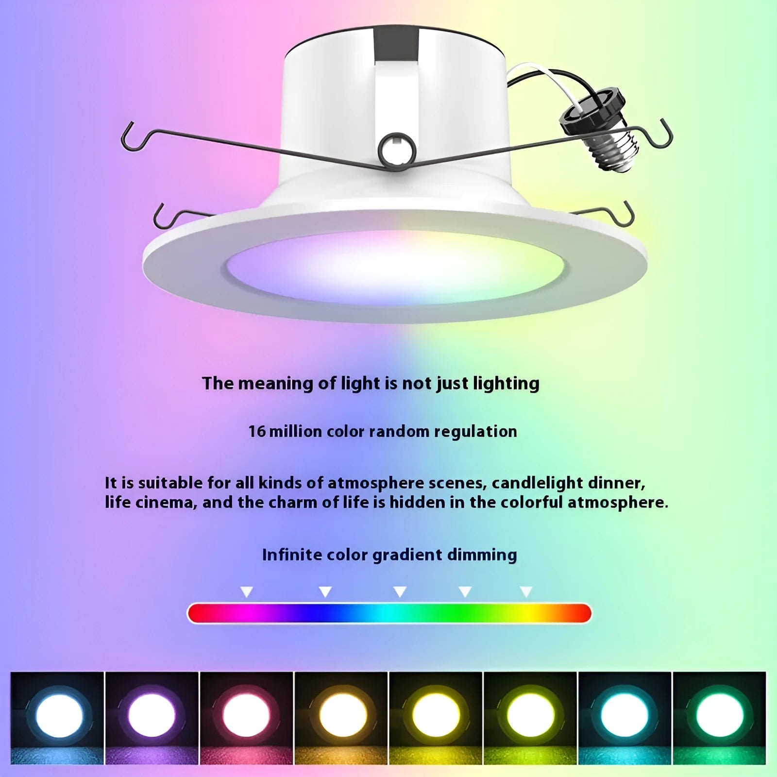 Smart RGBW colour changing ceiling lamp with American E26 base and remote control