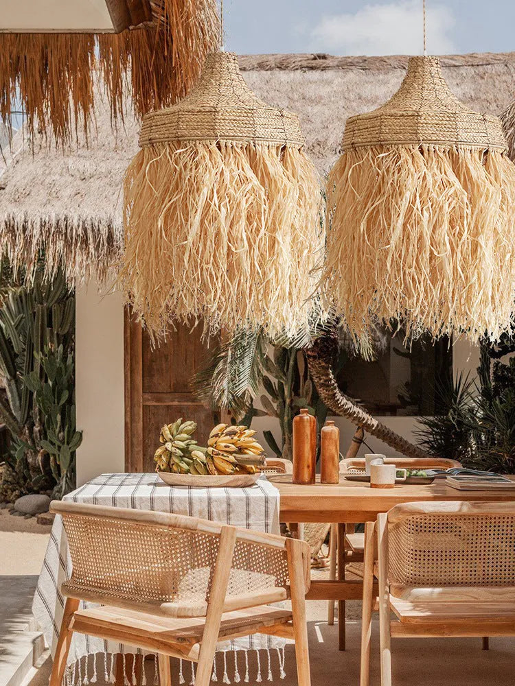 Retro style woven willow chandelier light with 50cm diameter