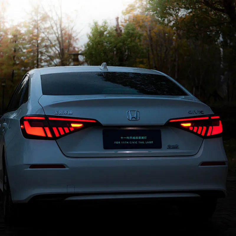 11th Generation Honda Civic aftermarket LED taillight assembly in black and red colour scheme.