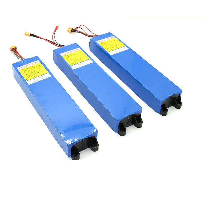 36V lithium battery pack for an electric scooter, showing capacity options of 6.6Ah, 7.8Ah, and 10.4Ah.