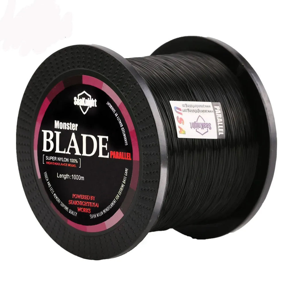 Seaknight1000 M nylon fishing line spool showing available colour options white, green, blue, yellow, and black
