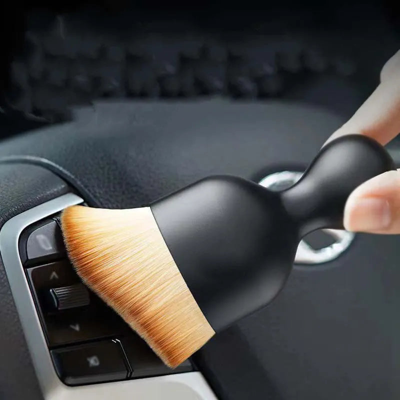 10cm long white PVC car interior cleaning brush for dusting dashboard and vents.