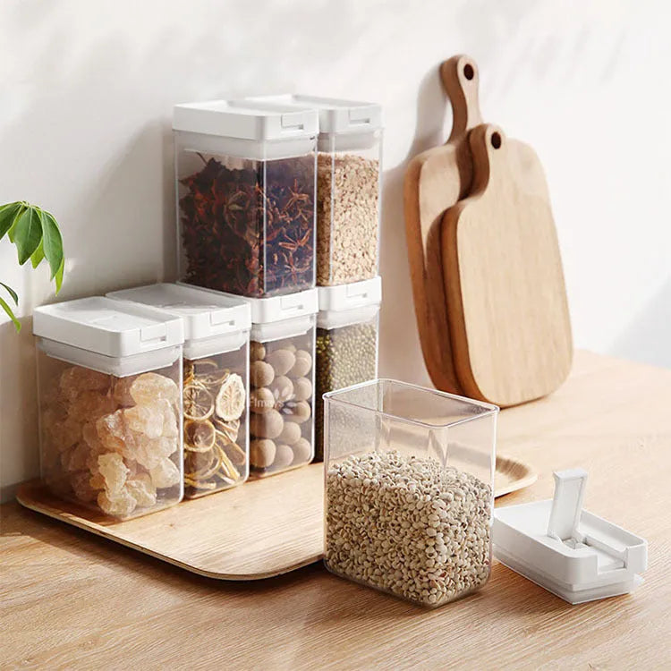 Transparent white plastic storage container for whole grains with 400ml capacity