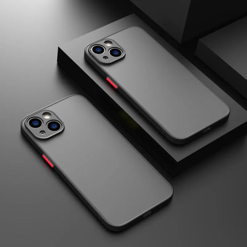 Frosted hard iPhone protective case with fine hole design, shown in dark night green.