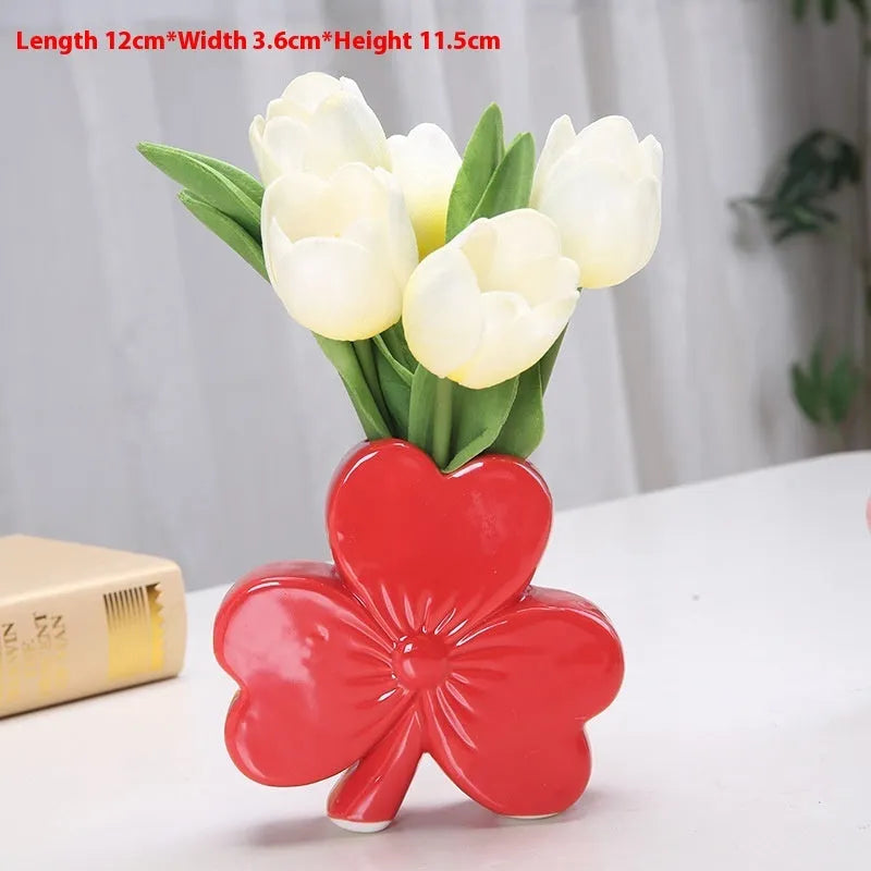 European style white porcelain ceramic desktop vase in four colour options