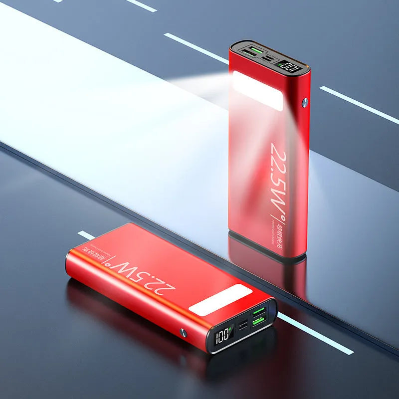 Alloy 22.5W super fast charging power bank with LCD display showing battery percentage