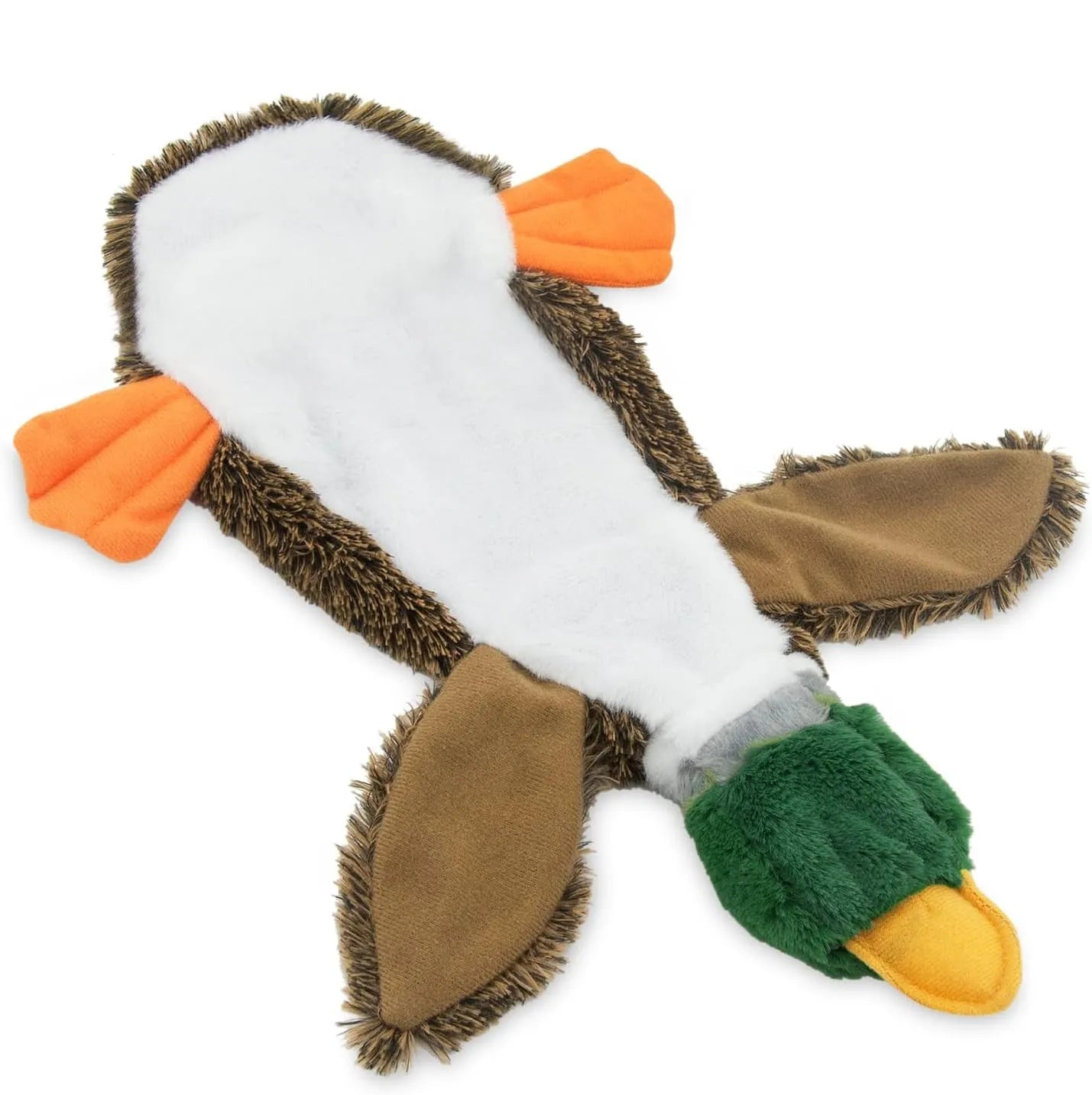 Green wild duck design stuffless squeaky dog toy with bottle insert cavity