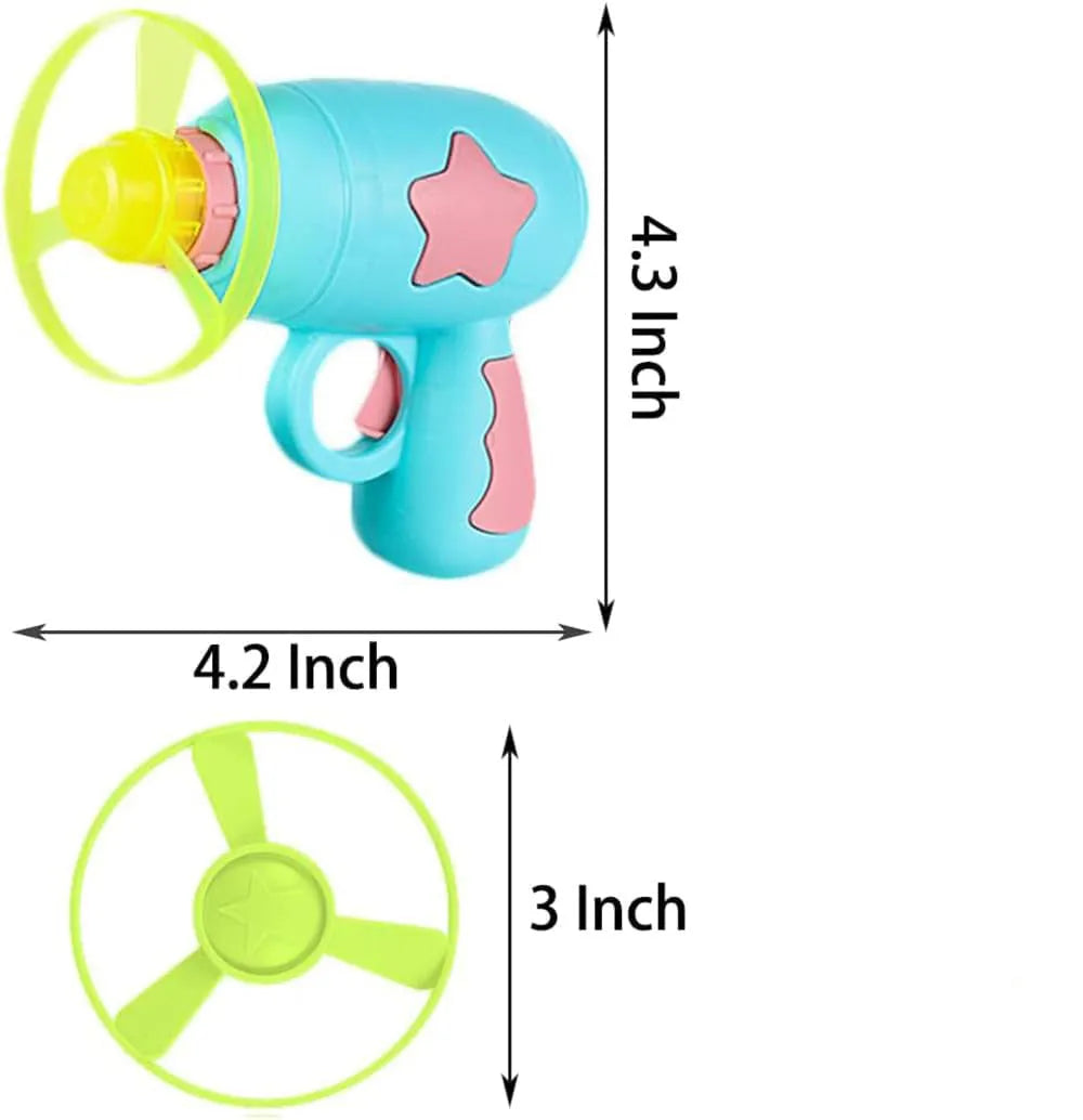Interactive plastic cat toy gun with frisbee launcher for indoor cats, 11cm size