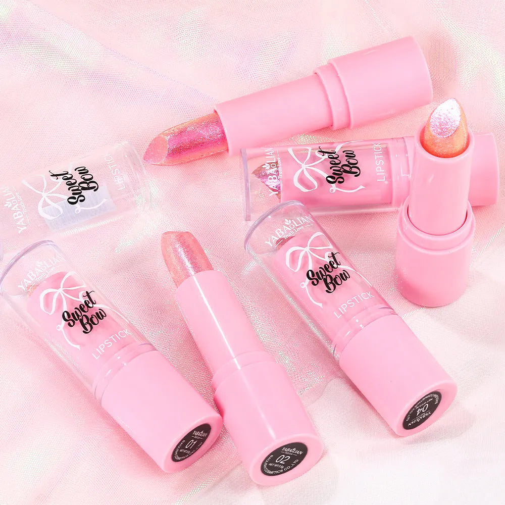 Sweetheart bow design diamond lipstick in six colour shades with long-lasting formula