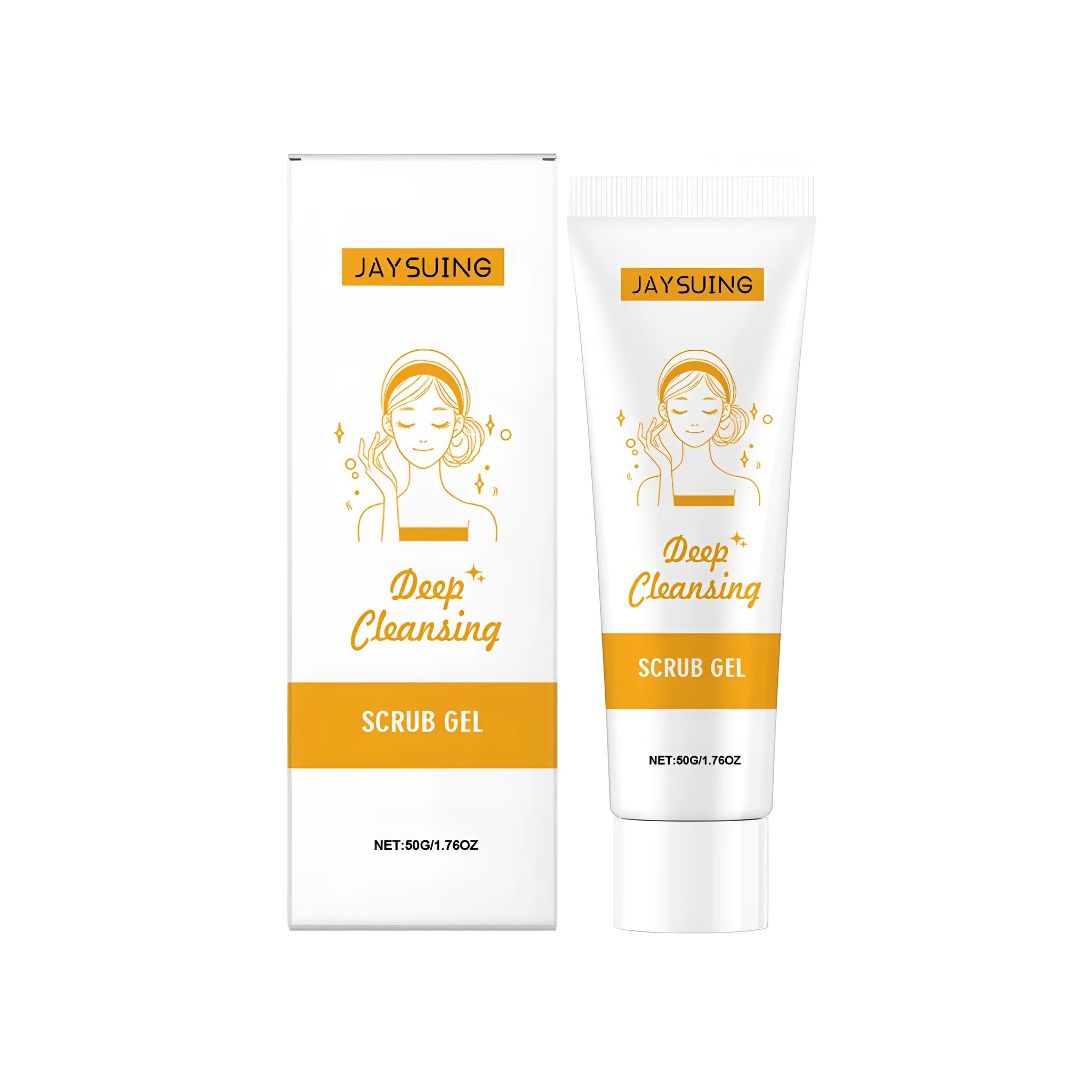50g tube of deep cleansing facial scrub gel with aloe vera and Centella asiatica extract