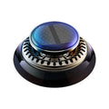 Solar-powered kinetic double-ring car air freshener diffuser in black plastic.