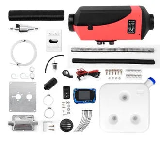 12V 24V diesel auxiliary air heater kit with oil pump, wiring, and 10L tank for vehicle installation