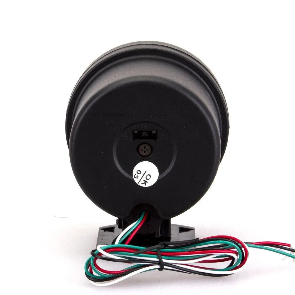 Black automotive tachometer with blue light pointer display for car engine RPM measurement