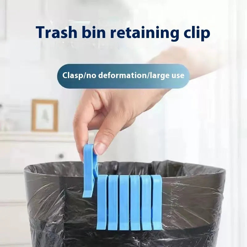 PP plastic non-slip clip for fixing a bin bag to the side of a trash can.