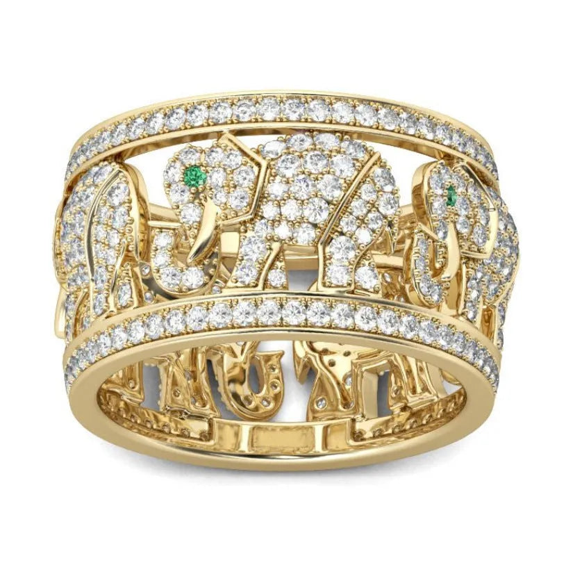 Alloy elephant ring with diamond electroplated finish in sizes no.6 to no.10
