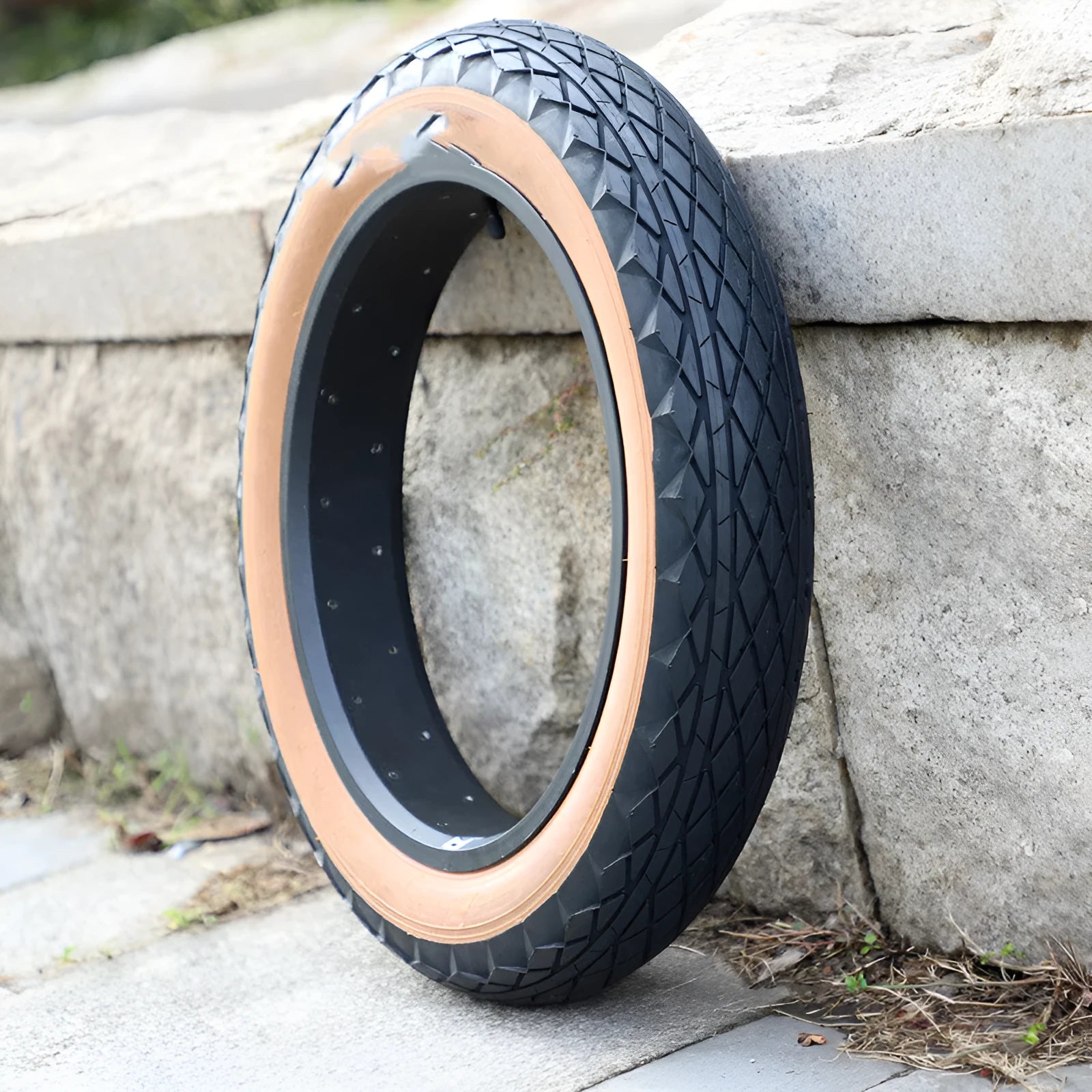Brown skin edge rubber tyre for snowmobiles and electric beach cars, size 20x4.0 inches.