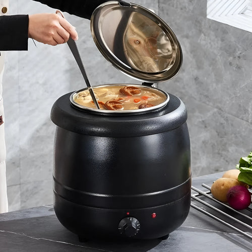 Black stainless steel electric heating soup pot with large mouth cover and adapter plug