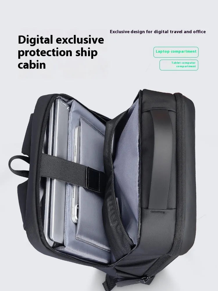 Graphite grey USB business backpack made from Oxford cloth with below 20L capacity