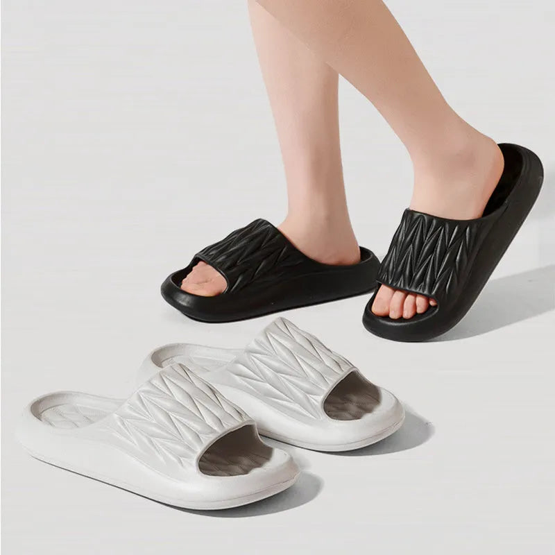 Leaf texture design EVA indoor slippers with non-slip sole in multiple colour options