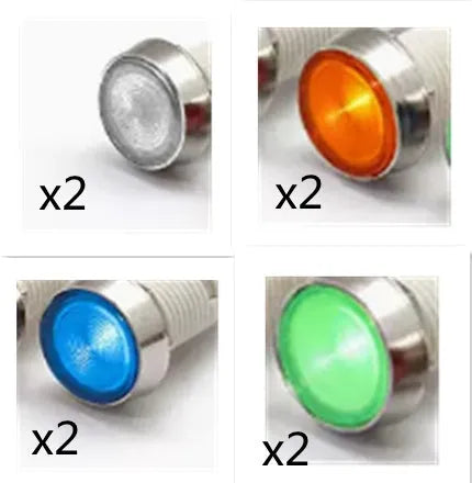 10mm stainless steel edge plastic indicator light with wire and flat metal end
