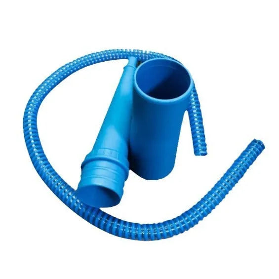 Blue plastic suction pipe vacuum cleaner head attachment with round design measuring 114cm length
