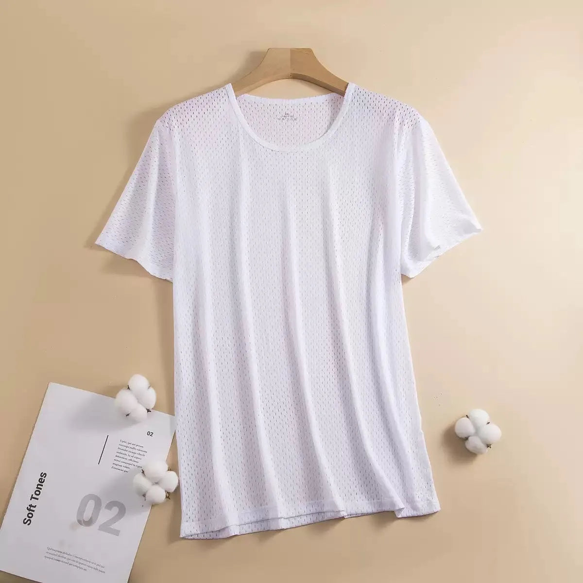 Men's ice silk loose fit short sleeve t-shirt in black, shown front view.