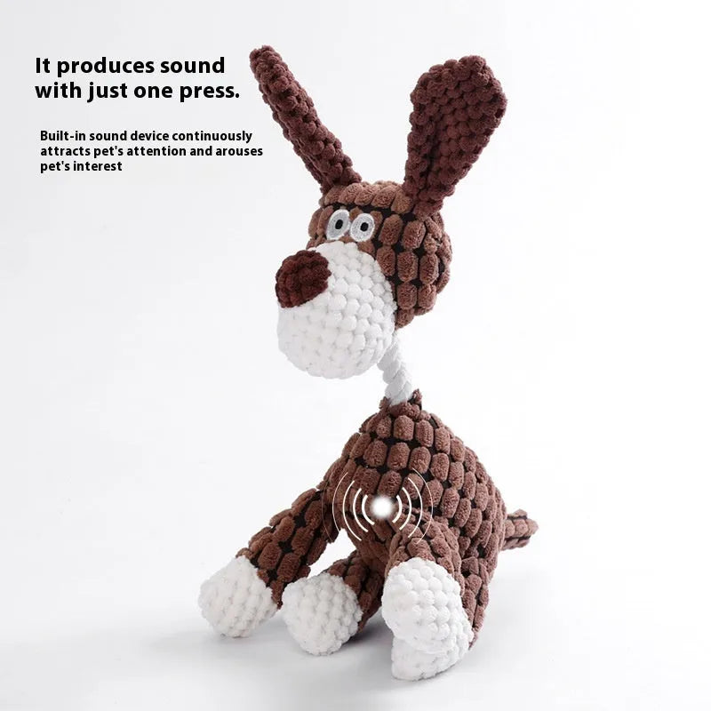 Plush puppy toy showing various animal styles including rechargeable duck, blue elephant, and donkey in multiple colours