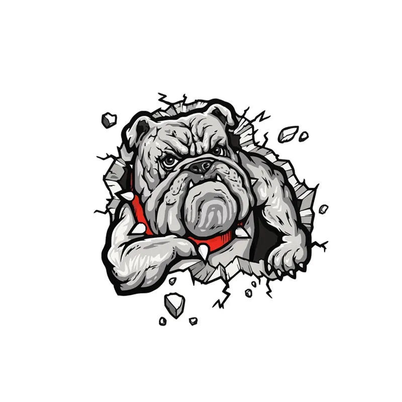 Motorcycle decorative sticker with grey dog pattern measuring 17cm by 17cm