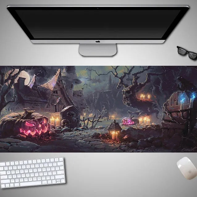 Halloween mouse pad with non-slip rubber cloth material in oversized dimensions for gaming