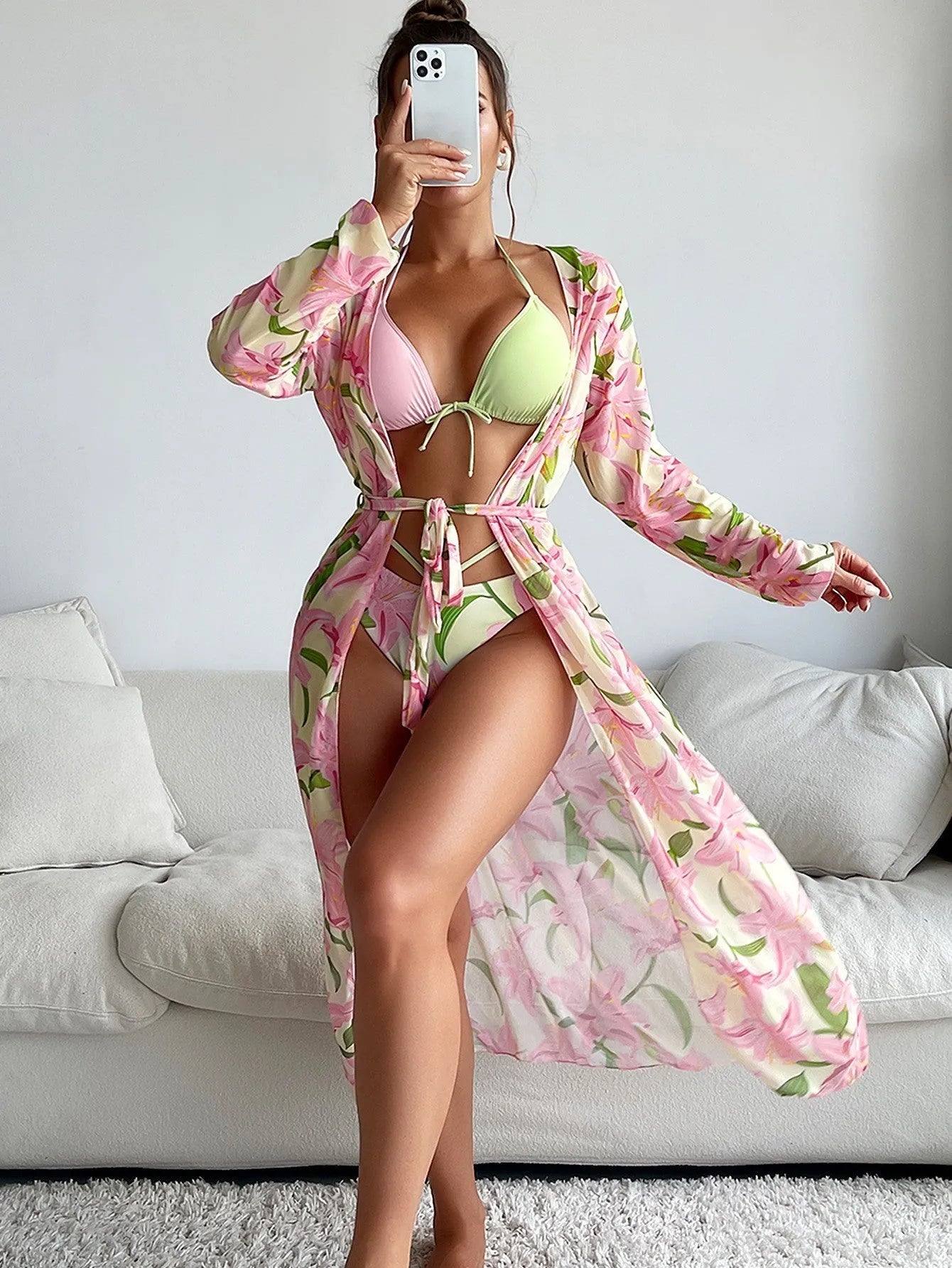 Women's quick-drying printed bikini swimsuit in European and American sizes