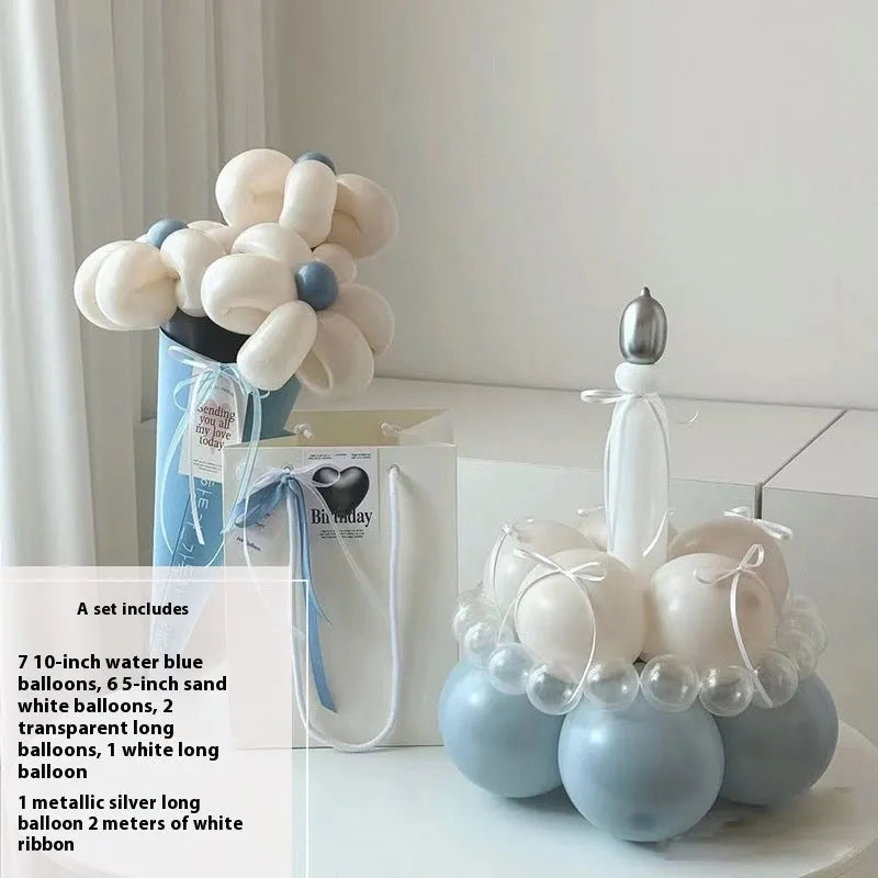 Balloon bouquet cake DIY kit with round arch frame and decoration materials for party centrepieces