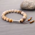 Wood colour handmade stone bead bracelet with European American retro style