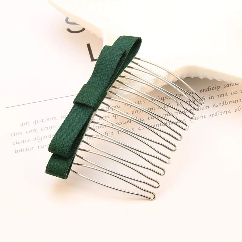 Retro bow hair comb with inlaid crystal decoration, available in six colours and two size options