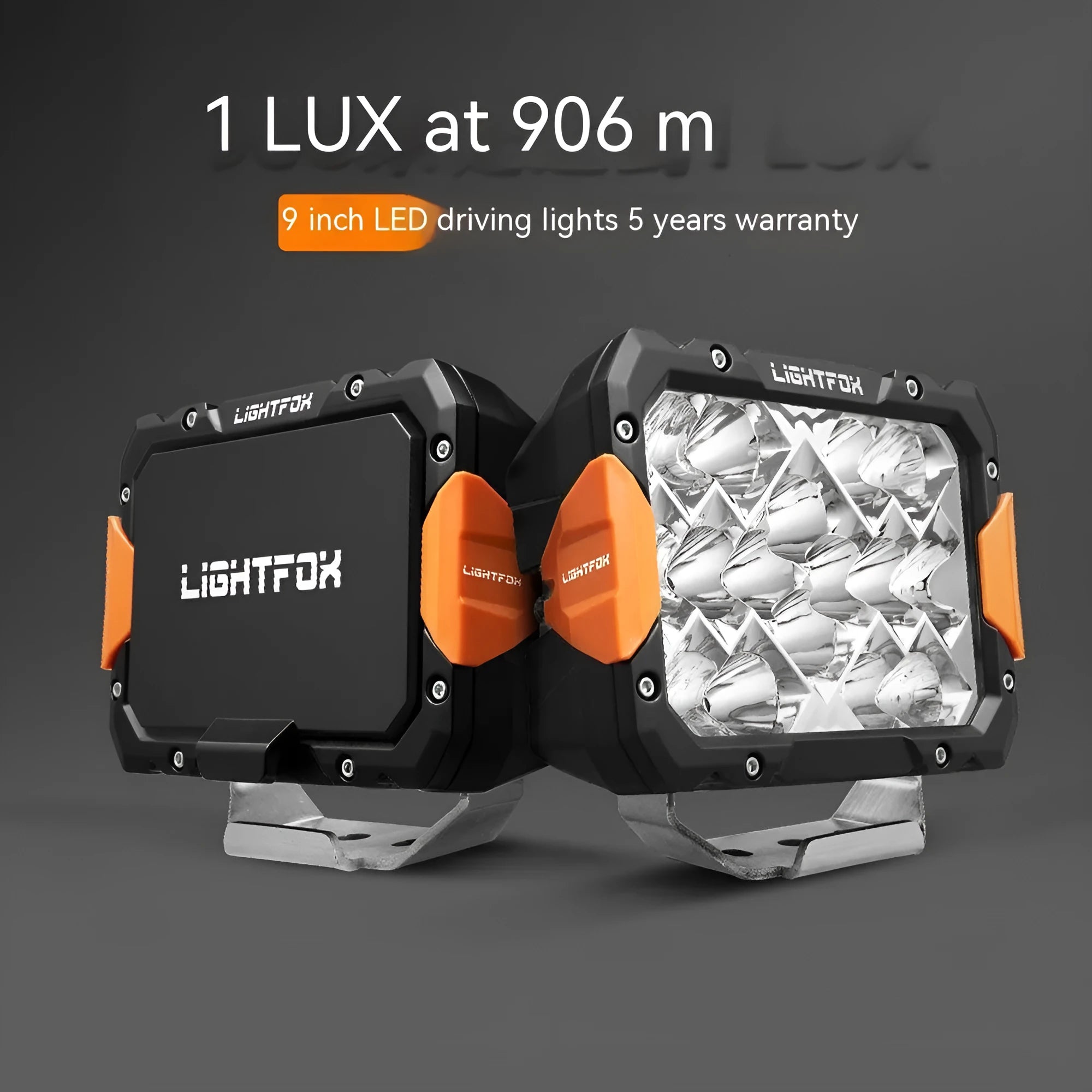 Pair of universal LED front bumper lights with aluminium housing for off-road vehicles