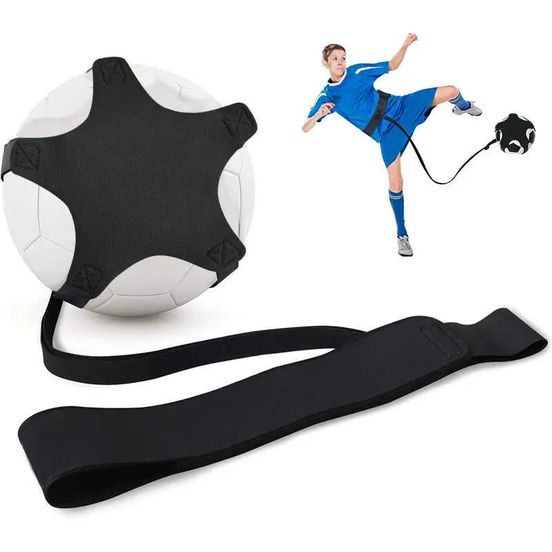Neoprene football juggling training belt showing five-corner geometric design in blue colour