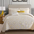 Quilted cotton bed cover set with printed pattern on 1.5-1.8m bed including two pillowcases