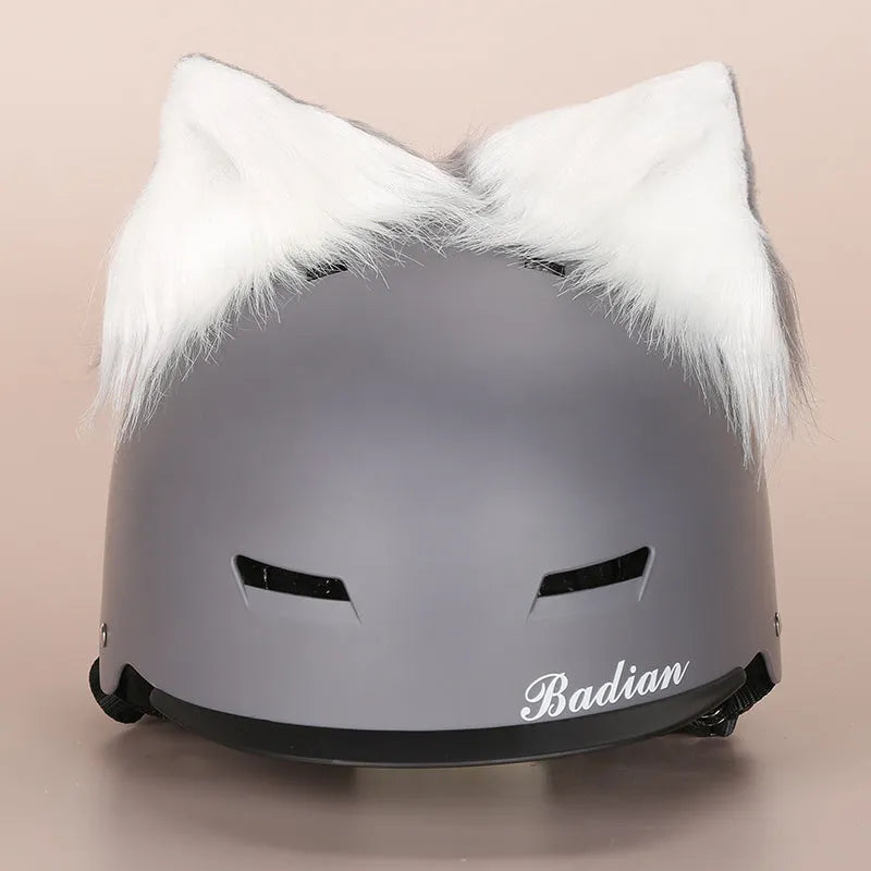 Plush fabric cartoon character helmet cover and matching hat cover set for costumes.
