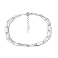 Double layer titanium steel women's bracelet with geometric design and linear patterns